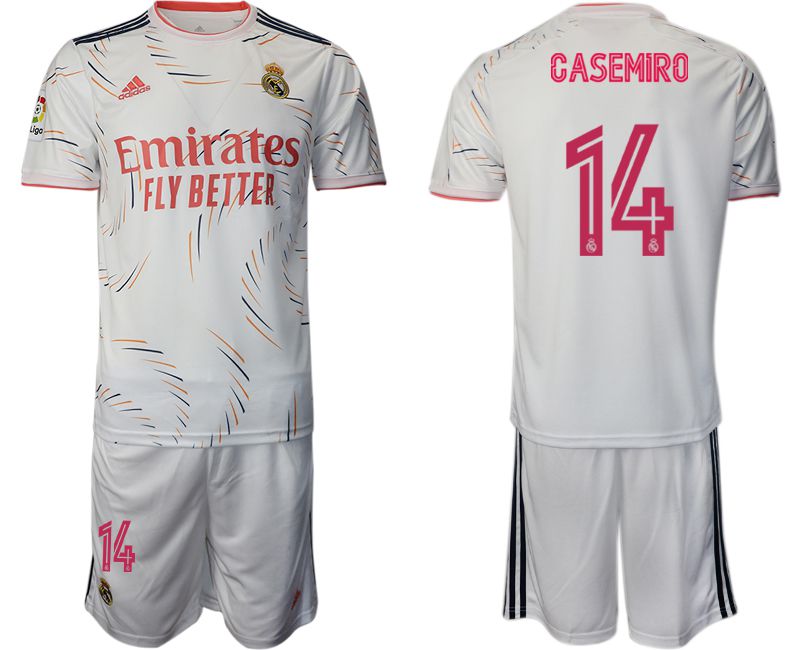 Men 2021-2022 Club Real Madrid home white #14 Adidas Soccer Jersey->real madrid jersey->Soccer Club Jersey